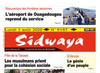 Une Sidwaya du 03 août 2020