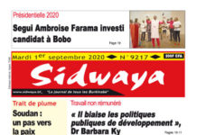 une Sidwaya du 1er 09 2020