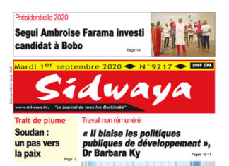 une Sidwaya du 1er 09 2020