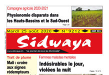 Une Sidwaya du 25 août 2020