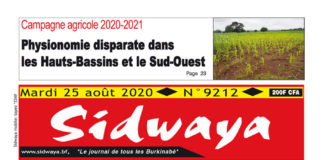 Une Sidwaya du 25 août 2020