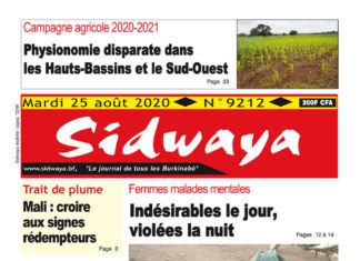 Une Sidwaya du 25 août 2020