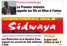 Une Sidwaya du 14 08 2020