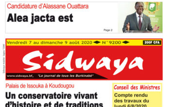 Une Sidwaya du 07 au 09 août 2020