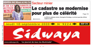 Une Sidwaya du 10 septembre 2020