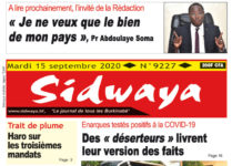 Une Sidwaya du 15 septembre 2020