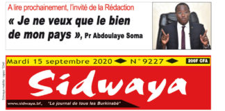 Une Sidwaya du 15 septembre 2020