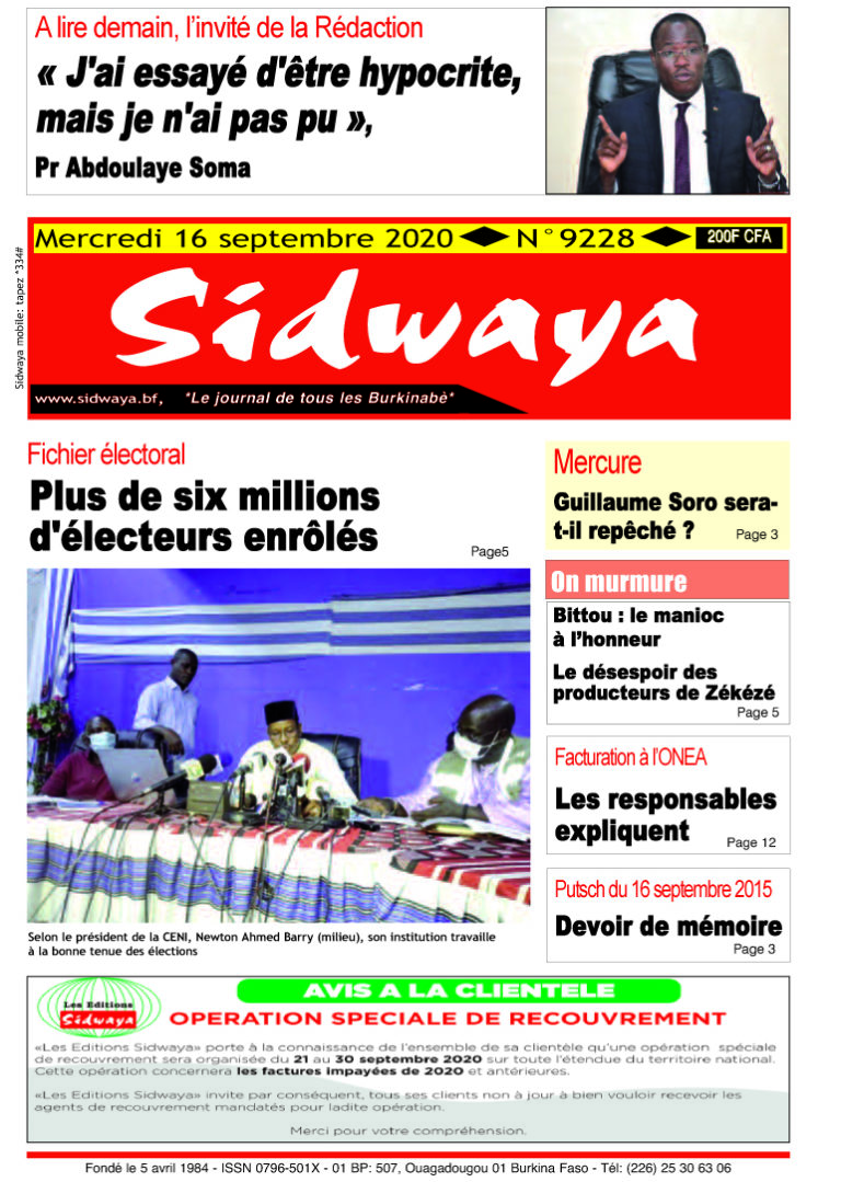 Une du 15-09-2020