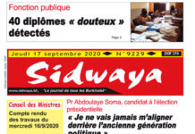 Une sidwaya du 17 09 2020