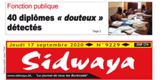 Une sidwaya du 17 09 2020