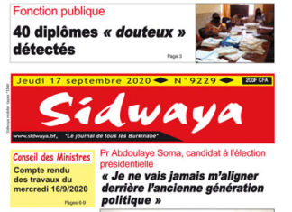 Une sidwaya du 17 09 2020
