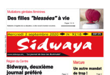 Une Sidwaya du mercredi 02 septembre 2020