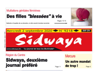 Une Sidwaya du mercredi 02 septembre 2020