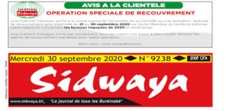 Une Sidwaya du 30 09 2020