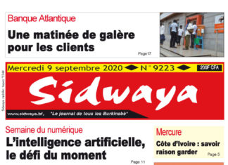 Une sidwaya du 09 09 2020