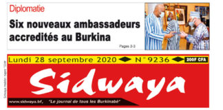 Une Sidwaya du lundi 28 septembre 2020