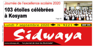 Une Sidwaya du lundi 07 septembre 2020