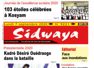 Une Sidwaya du lundi 07 septembre 2020