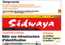 Une Sidwaya du vendredi 18 au dimanche 20 septembre 2020