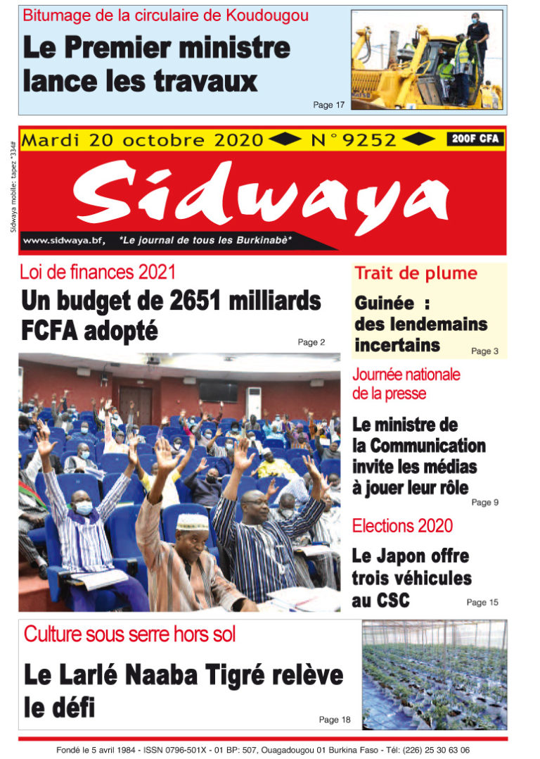 Une du 20-10-2020