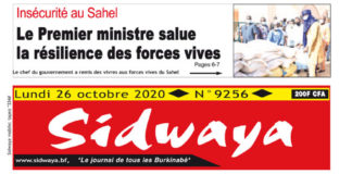 Une sidwaya du 26 10 2020
