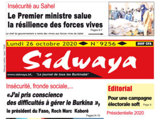 Une sidwaya du 26 10 2020