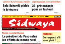 Une sidwaya du 05 10 2020