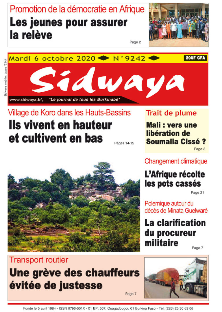 Une Sidwaya du 06 octobre 2020