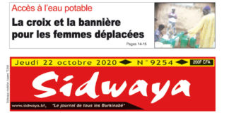 Une du Sidwaya du 22 octobre 2020