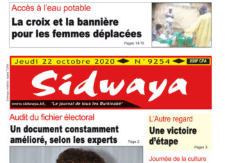 Une du Sidwaya du 22 octobre 2020