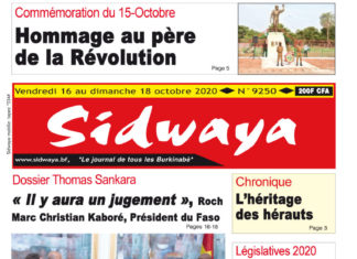 Une Sidwaya du 16 10 2020