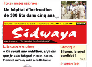Une Sidwaya du 30 10 2020