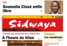 Une du Sidwaya du vendredi 9 au dimanche 11 octobre 2020