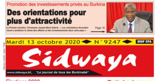 Une sidwaya du 13 10 2020