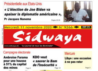 Une Sidwaya du 11 novembre 2020