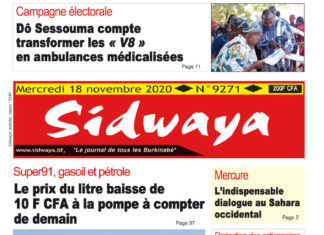 Une Sidwaya du 18-11-2020