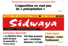 Une Sidwaya du 19 11 2020