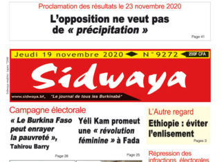 Une Sidwaya du 19 11 2020