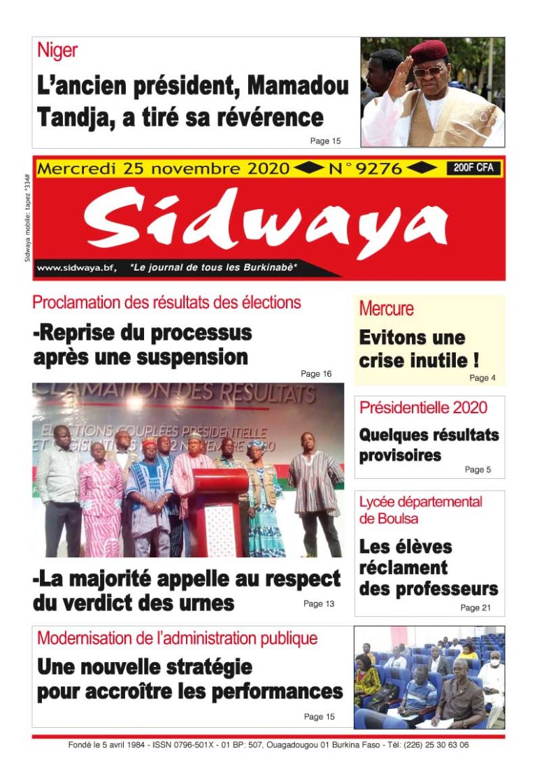 Une du 24-11-2020