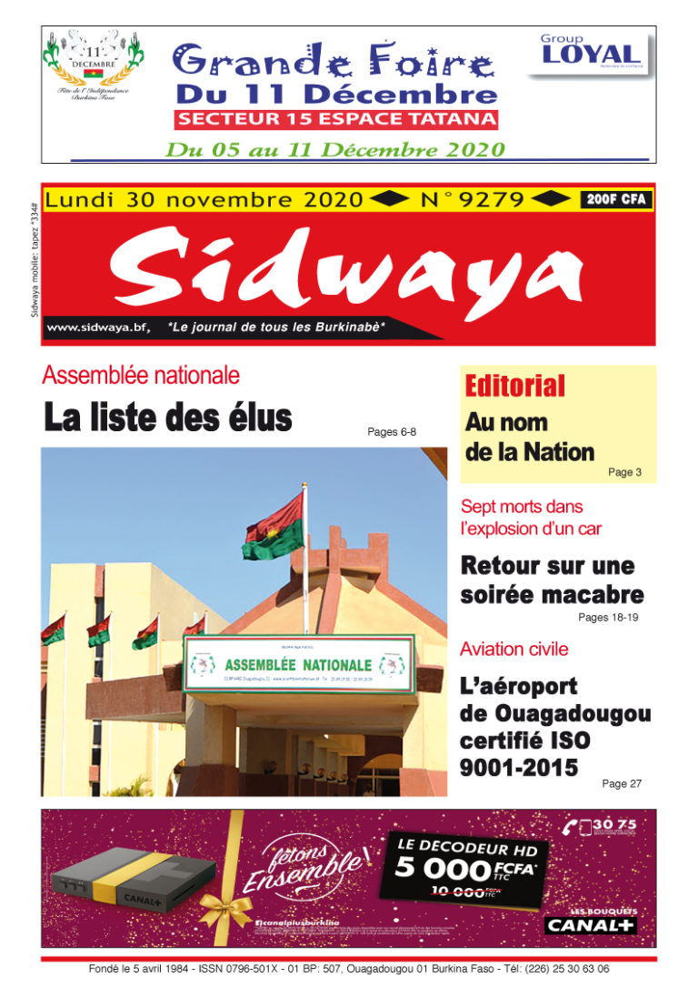 Une du 30-11-2020