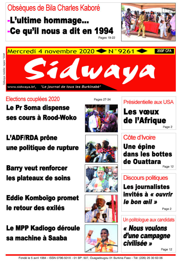 Une du 4 – 11 -2020