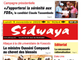 Une Sidwaya du 09 11 2020