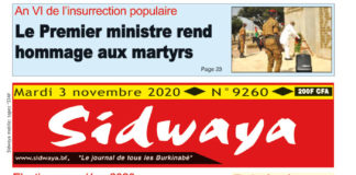 Une Sidwaya du mardi 03 novembre 2020