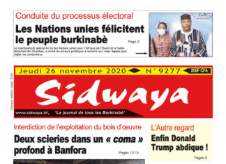 Une Sidwaya du 26 novembre 2020