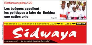 Une Sidwaya du vendredi 6 au dimanche 8 novembre 2020