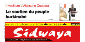 Une Sidwaya du mardi 15 décembre 2020