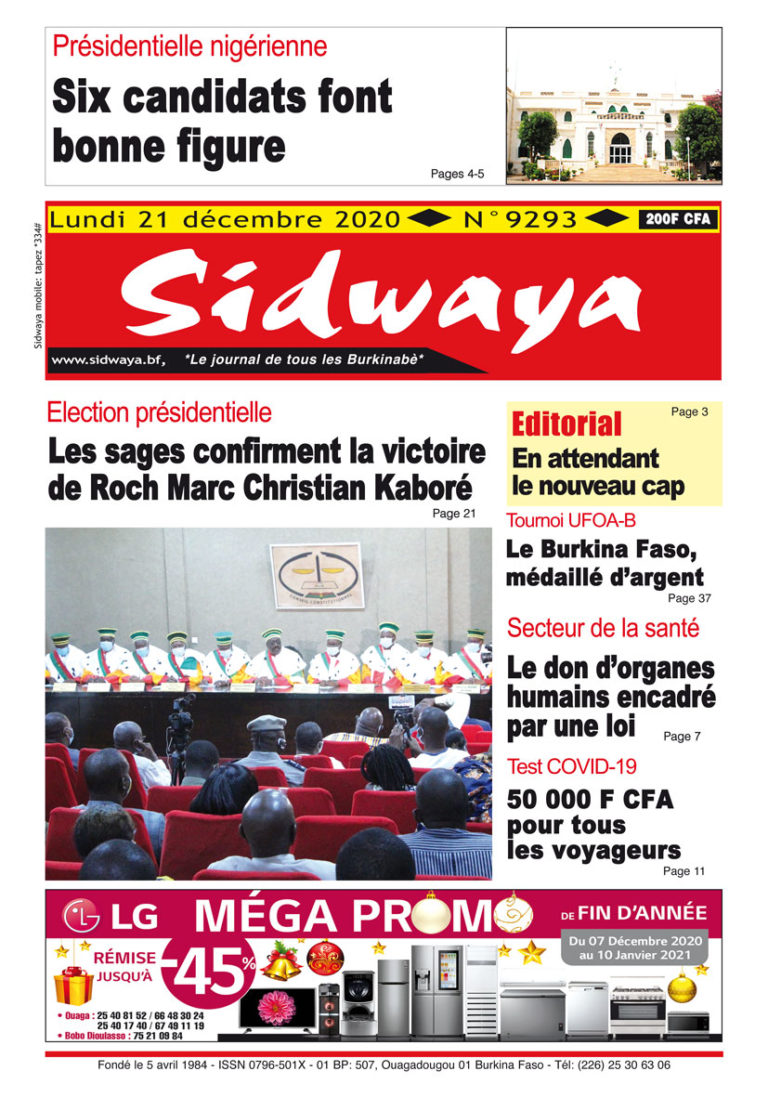 Une Sidwaya du 21 12 2020