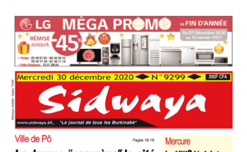 Une Sidwaya du 30 12 2020