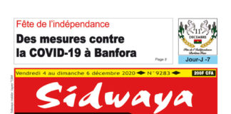 Une Sidwaya du vendredi 04 au dimanche 06 décembre 2020