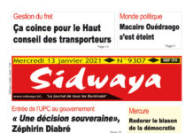 Une Sidwaya du 13 janvier 2021